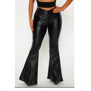 Fashion Nova Faux Leather Flare Leg Pants NWT Size Large